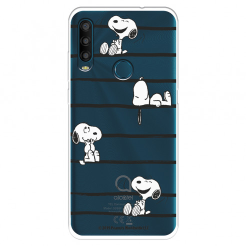 Funda para Alcatel 1SE 2020 Oficial de Peanuts Snoopy rayas - Snoopy