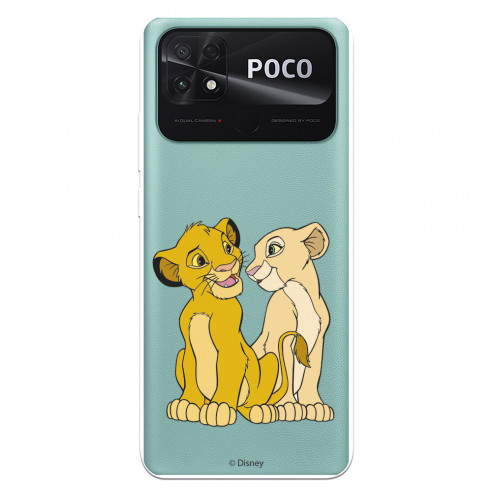 Hülle für Xiaomi Poco C40 Offizielle Disney Simba und Nala Silhouette - Der König der Löwen