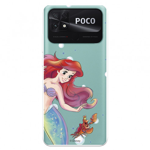 Hülle für Xiaomi Poco C40 Offizielles Disney Ariel und Sebastian Bubbles - Die kleine Meerjungfrau