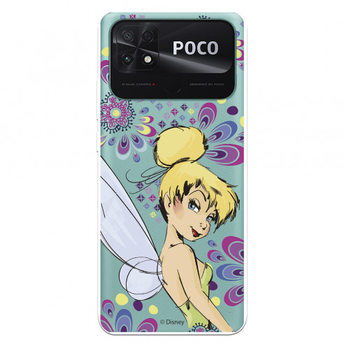 Hülle für Xiaomi Poco C40 Offizielle Disney Tinker Bell Flowers - Peter Pan