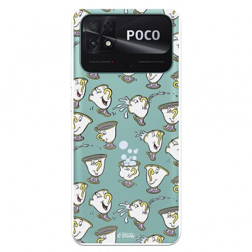 Hülle für Xiaomi Poco C40 Offizielle Disney Chip Potts Silhouetten - Die Schöne und das Biest
