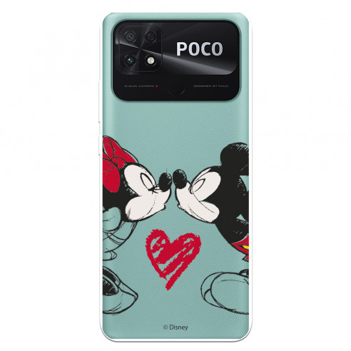Hülle für Xiaomi Poco C40 Offizielles Disney Mickey und Minnie Kiss - Disney Classics