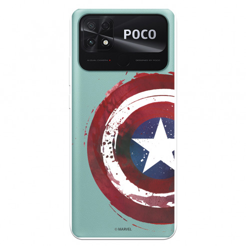 Hülle für Xiaomi Poco C40 Offizielles Marvel Captain America Crest Transparent - Marvel