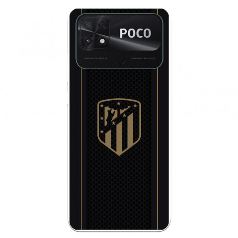 Atlético de Madrid Xiaomi Poco C40 Gehäuse Gold Crest Schwarzer Hintergrund - Offizielle Lizenz von Atlético de Madrid