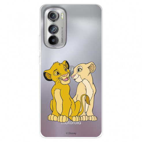 Funda para Motorola edge 30 Oficial de Disney Simba y Nala Silueta - El Rey León