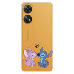 Funda para Oppo Reno 8T Oficial de Disney Angel & Stitch Beso - Lilo & Stitch