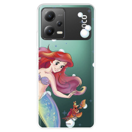 Funda para Xiaomi Poco X5 5G Oficial de Disney Ariel y Sebastián Burbujas - La Sirenita
