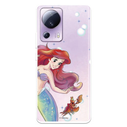 Funda para Xiaomi Mi 13 Lite Oficial de Disney Ariel y Sebastián Burbujas - La Sirenita