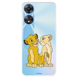 Funda para Oppo A78 5G Oficial de Disney Simba y Nala Silueta - El Rey León