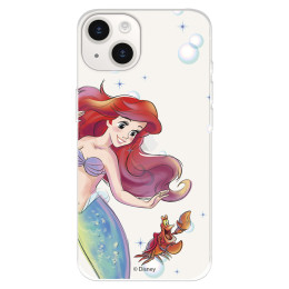 Funda para iPhone 15 Oficial de Disney Ariel y Sebastián Burbujas - La Sirenita