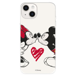 Funda para iPhone 15 Oficial de Disney Mickey y Minnie Beso - Clásicos Disney
