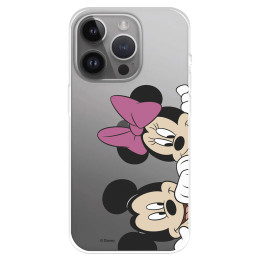 Funda para iPhone 15 Pro Max Oficial de Disney Mickey y Minnie Asomados - Clásicos Disney