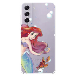 Funda para Samsung Galaxy S23 FE Oficial de Disney Ariel y Sebastián Burbujas - La Sirenita