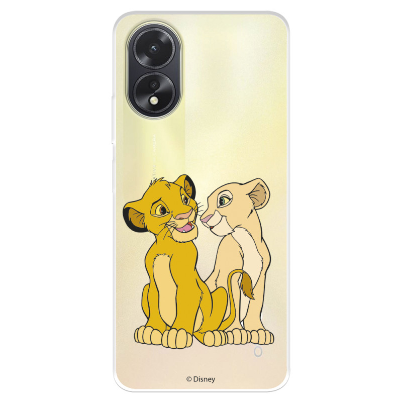 Funda para Oppo A38 Oficial de Disney Simba y Nala Silueta - El Rey León