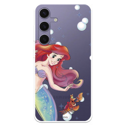 Funda para Samsung Galaxy S24 Plus Oficial de Disney Ariel y Sebastián Burbujas - La Sirenita