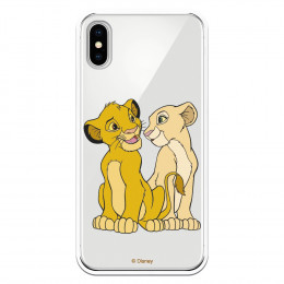 Carcasa Oficial Disney Simba y Nala transparente para iPhone XS - El Rey León- La Casa de las Carcasas