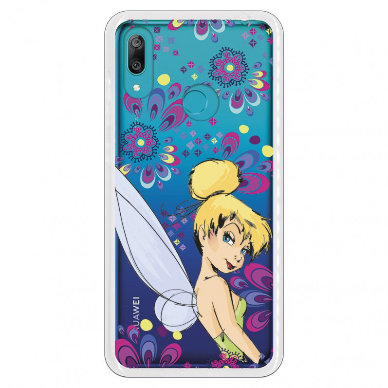 Carcasa Oficial Disney Campanilla Flores Transparente para Huawei Y7 2019 - Peter Pan- La Casa de las Carcasas