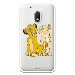 Carcasa Oficial Disney Simba y Nala transparente para Motorola Moto G4 Play - El Rey León- La Casa de las Carcasas