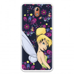 Carcasa Oficial Disney Campanilla Flores Transparente para Nokia 3.1 - Peter Pan- La Casa de las Carcasas