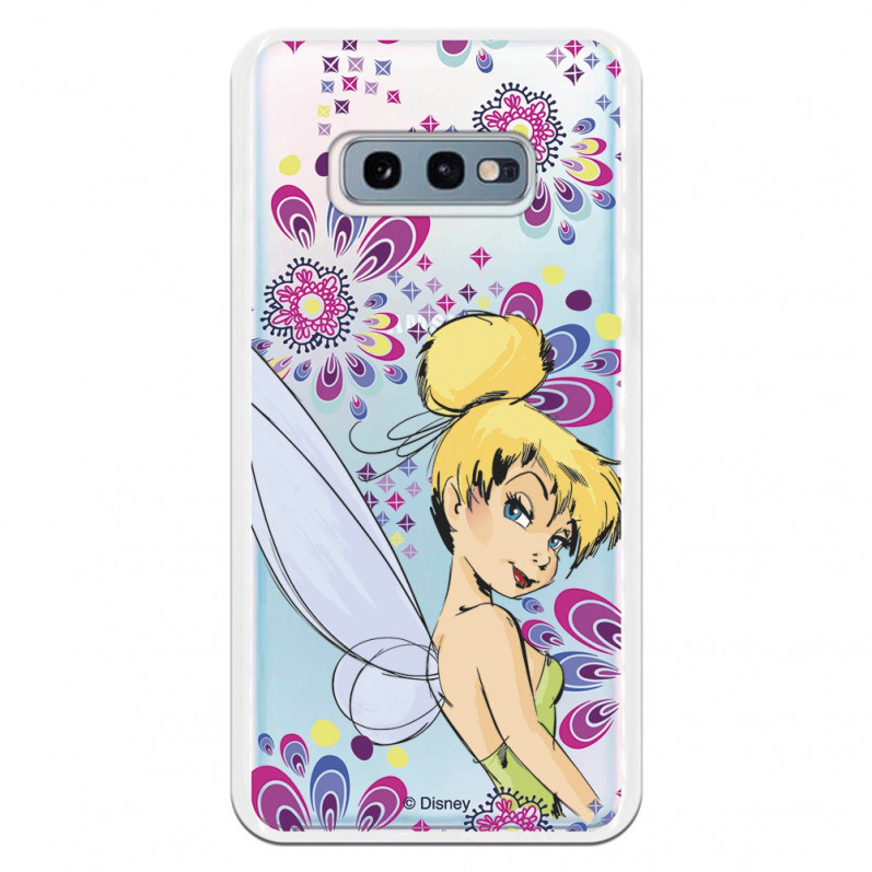 Carcasa Oficial Disney Campanilla Flores Transparente para Samsung Galaxy S10e - Peter Pan- La Casa de las Carcasas