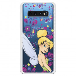Carcasa Oficial Disney Campanilla Flores Transparente para Samsung Galaxy S10 Plus - Peter Pan- La Casa de las Carcasas