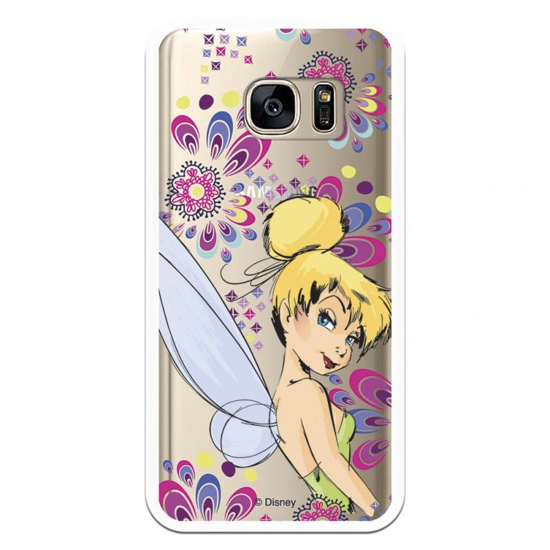 Carcasa Oficial Disney Campanilla Flores Transparente para Samsung Galaxy S7 - Peter Pan- La Casa de las Carcasas