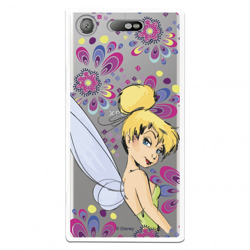 Carcasa Oficial Disney Campanilla Flores Transparente para Sony Xperia XZ1 - Peter Pan- La Casa de las Carcasas