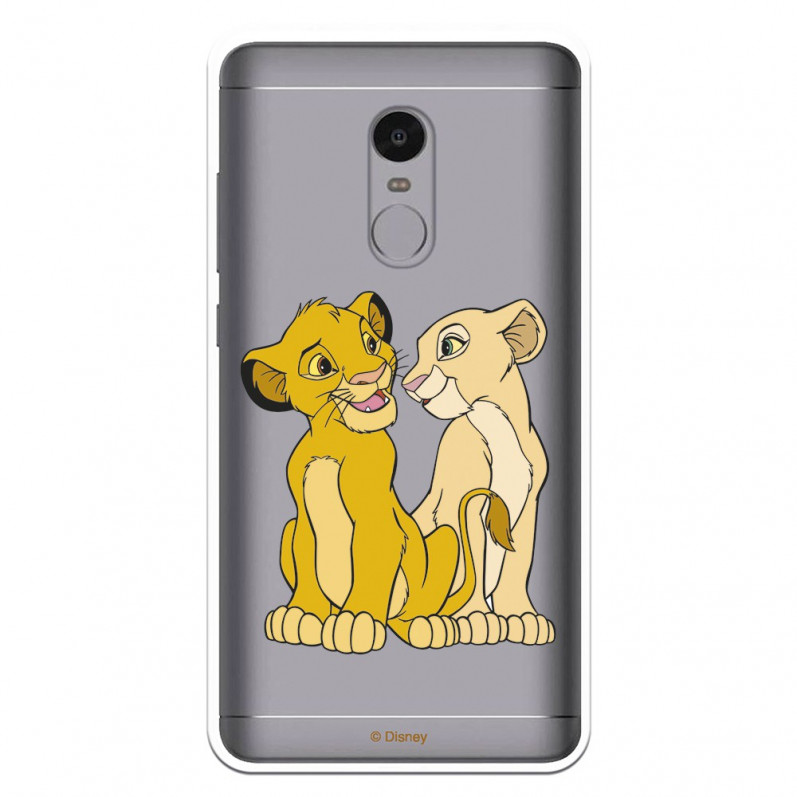 Carcasa Oficial Disney Simba y Nala transparente para Xiaomi Redmi Note 4X - El Rey León- La Casa de las Carcasas