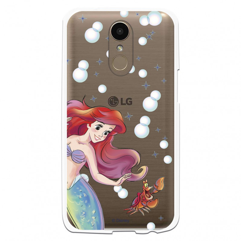 Carcasa Oficial Disney Sirenita y Sebastián Transparente para LG K10 2017 - La Sirenita- La Casa de las Carcasas