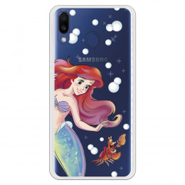 Carcasa Oficial Disney Sirenita y Sebastián Transparente para Samsung Galaxy M20 - La Sirenita- La Casa de las Carcasas