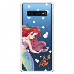 Carcasa Oficial Disney Sirenita y Sebastián Transparente para Samsung Galaxy S10 Plus - La Sirenita- La Casa de las Carcasas
