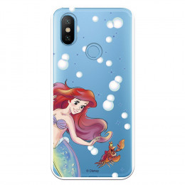 Carcasa Oficial Disney Sirenita y Sebastián Transparente para Xiaomi MI A2 - La Sirenita- La Casa de las Carcasas