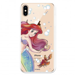 Carcasa Oficial Disney Sirenita y Sebastian Clear para iPhone XS Max- La Casa de las Carcasas