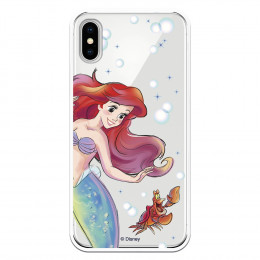 Carcasa Oficial Disney Sirenita y Sebastian Clear para iPhone XS - La Casa de las Carcasas