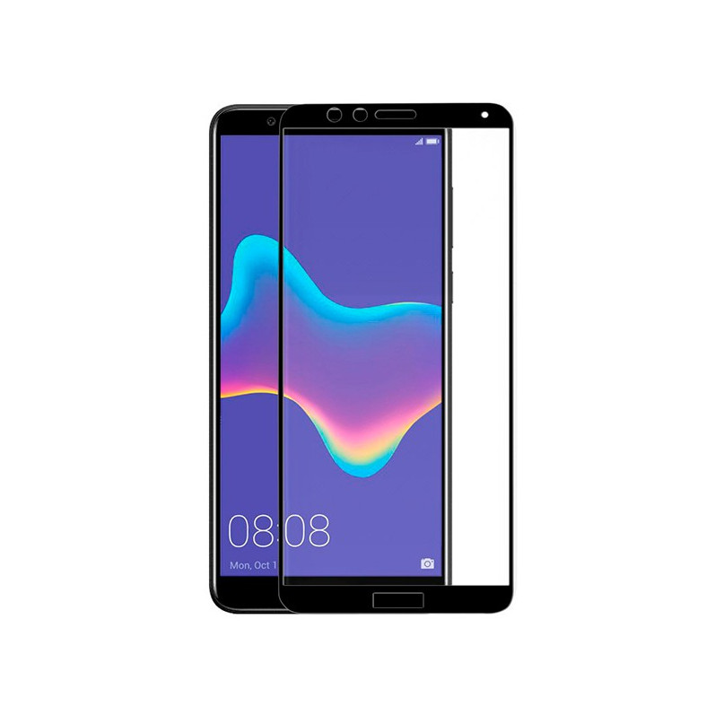 Vollschwarzes gehärtetes Glas für Huawei Y9 2018