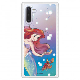 Funda para Samsung Galaxy Note 10 Oficial de Disney Ariel y Sebastián Burbujas - La Sirenita