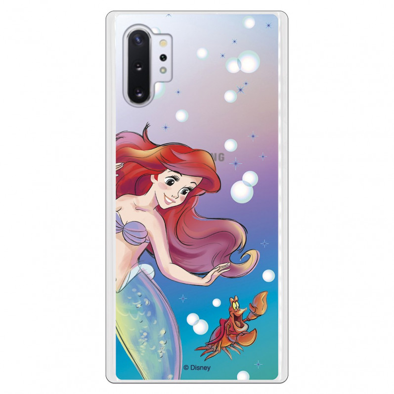 Funda para Samsung Galaxy Note 10 Plus Oficial de Disney Ariel y Sebastián Burbujas - La Sirenita
