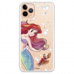 Funda para iPhone 11 Pro Max Oficial de Disney Ariel y Sebastián Burbujas - La Sirenita