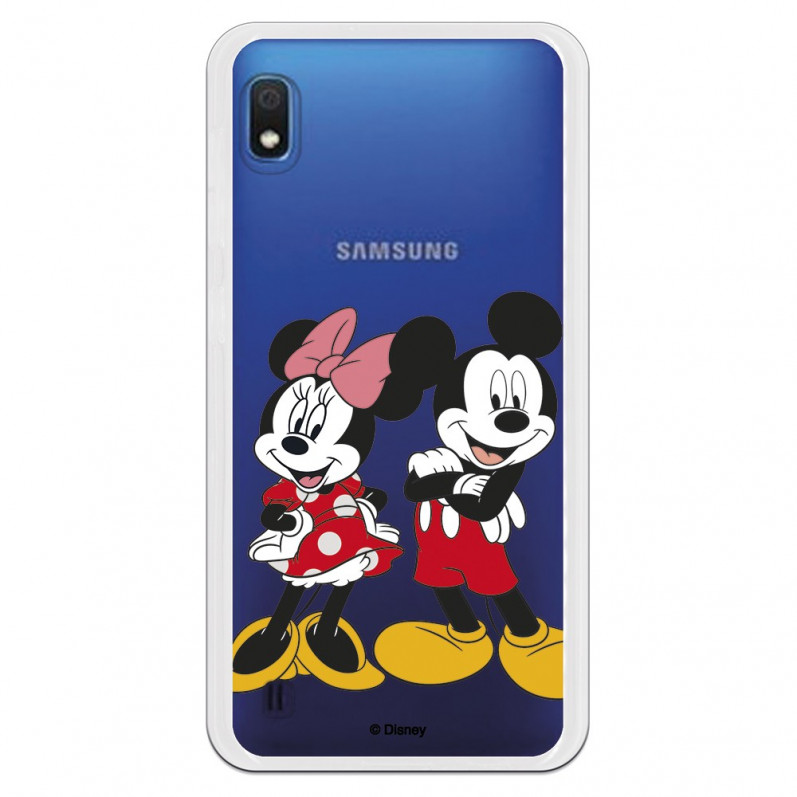 Funda para Samsung Galaxy A10 Oficial de Disney Mickey y Minnie Posando - Clásicos Disney