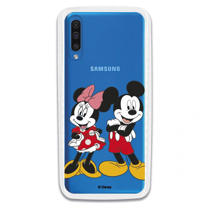 Funda para Samsung Galaxy A70 Oficial de Disney Mickey y Minnie Posando - Clásicos Disney