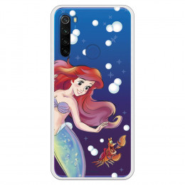 Funda para Xiaomi Redmi Note 8T Oficial de Disney Ariel y Sebastián Burbujas - La Sirenita