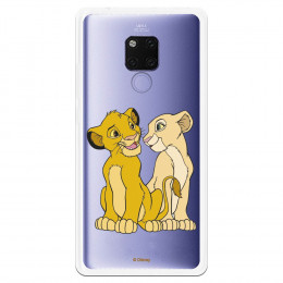 Funda para Huawei Mate 20 X Oficial de Disney Simba y Nala Silueta - El Rey León