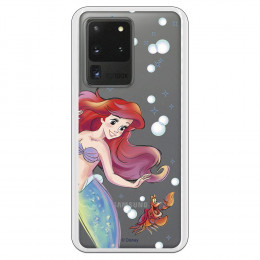 Funda para Samsung Galaxy S20 Ultra Oficial de Disney Ariel y Sebastián Burbujas - La Sirenita