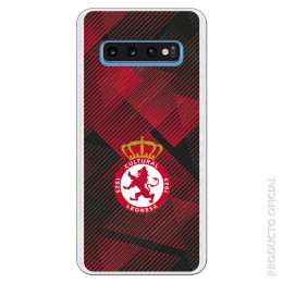 Carcasa Oficial Cultural y Deportiva Leonesa Escudo trama roja y negra para Samsung Galaxy S10- La Casa de las Carcasas