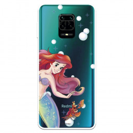 Funda para Xiaomi Redmi Note 9S Oficial de Disney Ariel y Sebastián Burbujas - La Sirenita