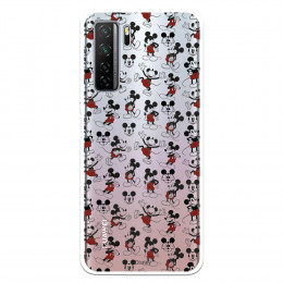 Funda para Huawei P40 Lite 5G Oficial de Disney Mickey Caras y Siluetas Transparente - Clásicos Disney