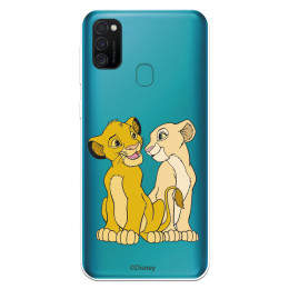 Funda para Samsung Galaxy M21 Oficial de Disney Simba y Nala Silueta - El Rey León