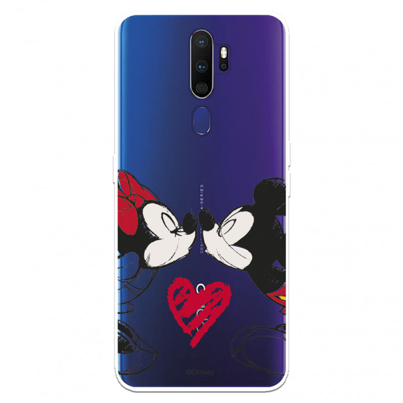 Funda para Oppo A9 2020 Oficial de Disney Mickey y Minnie Beso - Clásicos Disney