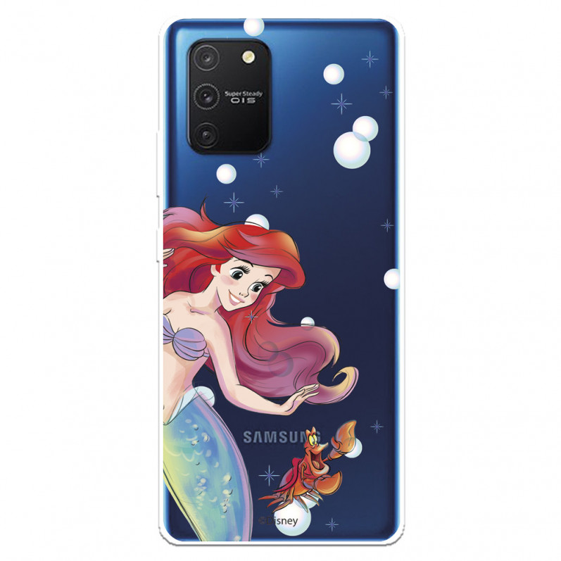 Funda para Samsung Galaxy A91 Oficial de Disney Ariel y Sebastián Burbujas - La Sirenita