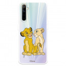 Funda para Realme 6 Oficial de Disney Simba y Nala Silueta - El Rey León